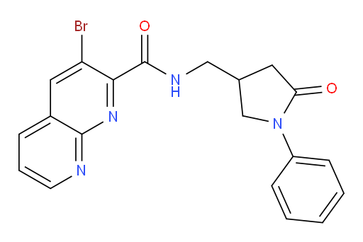 3-bromo-N-((5-oxo-1-phenylpyrrolidin-3-yl)methyl)-1,8-naphthyridine-2-carboxamide