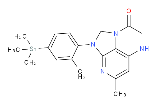 7-methyl-1-(2-methyl-4-(trimethylstannyl)phenyl)-4,5-dihydro-1H-1,2a,5,8-tetraazaacenaphthylen-3(2H)-one