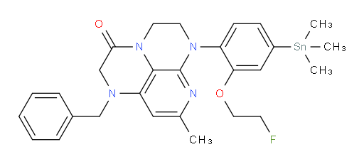 1-benzyl-6-(2-(2-fluoroethoxy)-4-(trimethylstannyl)phenyl)-8-methyl-1,2,5,6-tetrahydro-1,3a,6,7-tetraazaphenalen-3(4H)-one