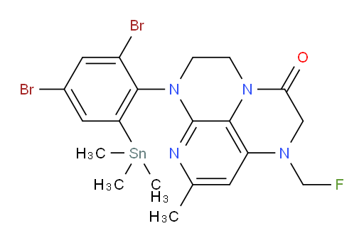 6-(2,4-dibromo-6-(trimethylstannyl)phenyl)-1-(fluoromethyl)-8-methyl-1,2,5,6-tetrahydro-1,3a,6,7-tetraazaphenalen-3(4H)-one