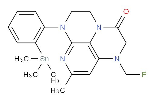 1-(fluoromethyl)-8-methyl-6-(2-(trimethylstannyl)phenyl)-1,2,5,6-tetrahydro-1,3a,6,7-tetraazaphenalen-3(4H)-one