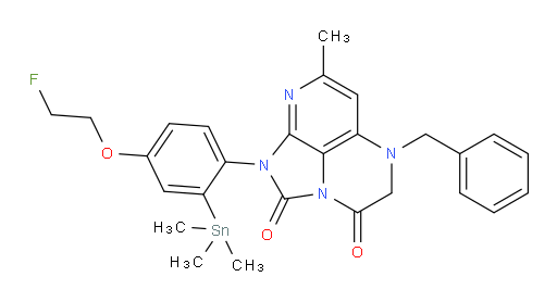 5-benzyl-1-(4-(2-fluoroethoxy)-2-(trimethylstannyl)phenyl)-7-methyl-4,5-dihydro-1H-1,2a,5,8-tetraazaacenaphthylene-2,3-dione