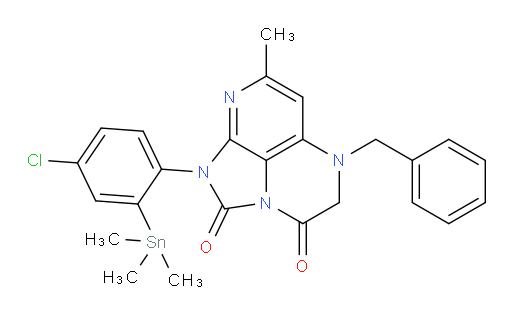 5-benzyl-1-(4-chloro-2-(trimethylstannyl)phenyl)-7-methyl-4,5-dihydro-1H-1,2a,5,8-tetraazaacenaphthylene-2,3-dione