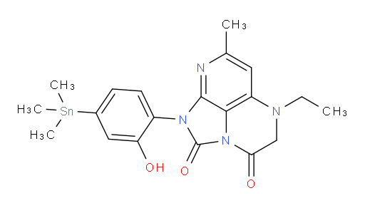 5-ethyl-1-(2-hydroxy-4-(trimethylstannyl)phenyl)-7-methyl-4,5-dihydro-1H-1,2a,5,8-tetraazaacenaphthylene-2,3-dione