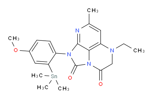 5-ethyl-1-(4-methoxy-2-(trimethylstannyl)phenyl)-7-methyl-4,5-dihydro-1H-1,2a,5,8-tetraazaacenaphthylene-2,3-dione
