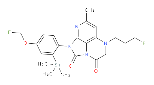 1-(4-(fluoromethoxy)-2-(trimethylstannyl)phenyl)-5-(3-fluoropropyl)-7-methyl-4,5-dihydro-1H-1,2a,5,8-tetraazaacenaphthylene-2,3-dione