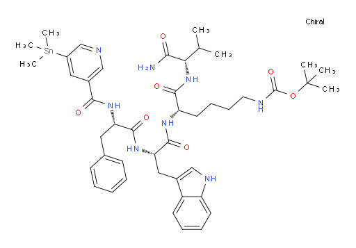 tert-butyl ((S)-5-((S)-3-(1H-indol-3-yl)-2-((S)-3-phenyl-2-(5-(trimethylstannyl)nicotinamido)propanamido)propanamido)-6-(((S)-1-amino-3-methyl-1-oxobutan-2-yl)amino)-6-oxohexyl)carbamate