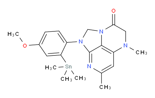 1-(4-methoxy-2-(trimethylstannyl)phenyl)-5,7-dimethyl-4,5-dihydro-1H-1,2a,5,8-tetraazaacenaphthylen-3(2H)-one
