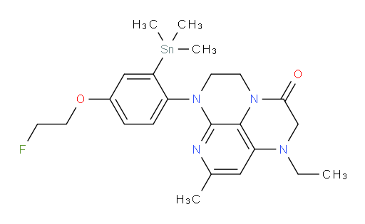 1-ethyl-6-(4-(2-fluoroethoxy)-2-(trimethylstannyl)phenyl)-8-methyl-1,2,5,6-tetrahydro-1,3a,6,7-tetraazaphenalen-3(4H)-one