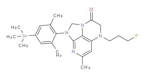 1-(2,6-dimethyl-4-(trimethylstannyl)phenyl)-5-(3-fluoropropyl)-7-methyl-4,5-dihydro-1H-1,2a,5,8-tetraazaacenaphthylen-3(2H)-one