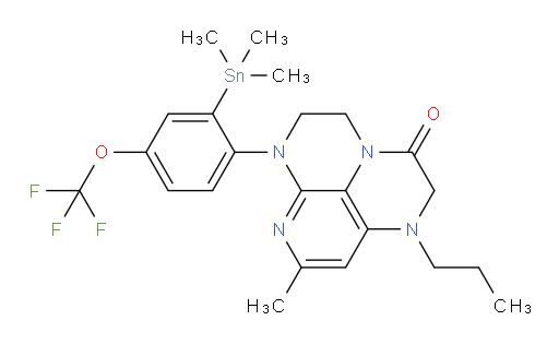 8-methyl-1-propyl-6-(4-(trifluoromethoxy)-2-(trimethylstannyl)phenyl)-1,2,5,6-tetrahydro-1,3a,6,7-tetraazaphenalen-3(4H)-one