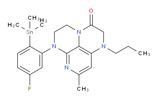 6-(5-fluoro-2-(trimethylstannyl)phenyl)-8-methyl-1-propyl-1,2,5,6-tetrahydro-1,3a,6,7-tetraazaphenalen-3(4H)-one