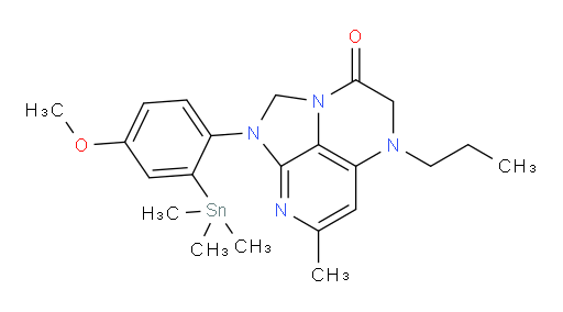 1-(4-methoxy-2-(trimethylstannyl)phenyl)-7-methyl-5-propyl-4,5-dihydro-1H-1,2a,5,8-tetraazaacenaphthylen-3(2H)-one