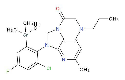 1-(2-chloro-4-fluoro-6-(trimethylstannyl)phenyl)-7-methyl-5-propyl-4,5-dihydro-1H-1,2a,5,8-tetraazaacenaphthylen-3(2H)-one