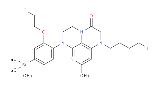 1-(4-fluorobutyl)-6-(2-(2-fluoroethoxy)-4-(trimethylstannyl)phenyl)-8-methyl-1,2,5,6-tetrahydro-1,3a,6,7-tetraazaphenalen-3(4H)-one