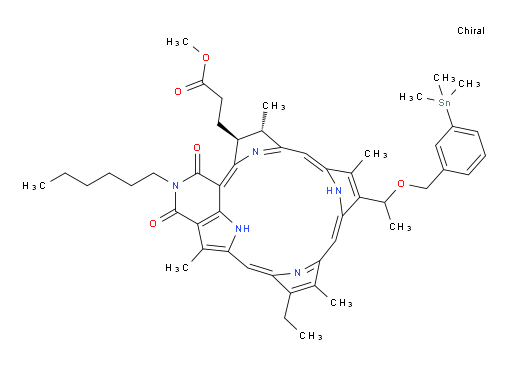 Methyl (15S,16S)-5-ethyl-19-hexyl-1,15,16,18,19,20-hexahydro-6,11,15,22-tetramethyl-18,20-dioxo-10-[1-[[3-(trimethylstannyl)phenyl]methoxy]ethyl]-9,12-imino-2,21-metheno-7,4:14,17-dinitrilo-4H-pyrido[4,3-b]azacyclononadecine-16-propanoate