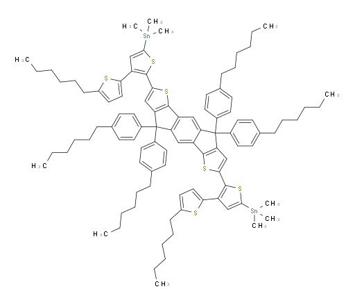 (2',2'''-(4,4,9,9-tetrakis(4-hexylphenyl)-4,9-dihydro-s-indaceno[1,2-b:5,6-b']dithiophene-2,7-diyl)bis(5-hexyl-[2,3'-bithiophene]-5',2'-diyl))bis(trimethylstannane)