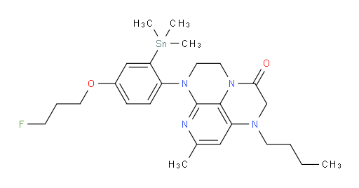 1-butyl-6-(4-(3-fluoropropoxy)-2-(trimethylstannyl)phenyl)-8-methyl-1,2,5,6-tetrahydro-1,3a,6,7-tetraazaphenalen-3(4H)-one