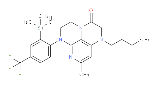 1-butyl-8-methyl-6-(4-(trifluoromethyl)-2-(trimethylstannyl)phenyl)-1,2,5,6-tetrahydro-1,3a,6,7-tetraazaphenalen-3(4H)-one