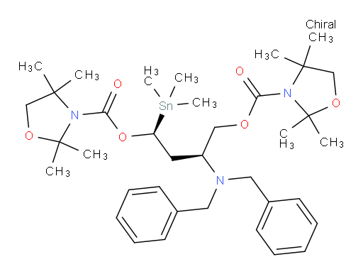 (1S,3S)-3-(dibenzylamino)-1-(trimethylstannyl)butane-1,4-diyl bis(2,2,4,4-tetramethyloxazolidine-3-carboxylate)