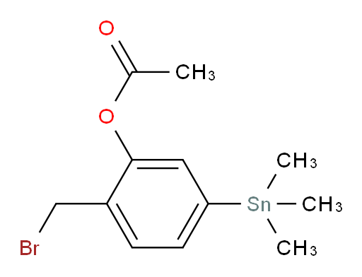 2-(bromomethyl)-5-(trimethylstannyl)phenyl acetate