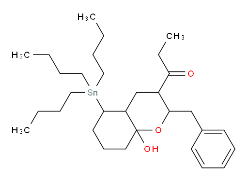 1-(2-benzyl-8a-hydroxy-5-(tributylstannyl)octahydro-2H-chromen-3-yl)propan-1-one