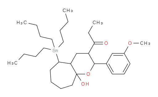 1-(9a-hydroxy-2-(3-methoxyphenyl)-5-(tributylstannyl)decahydrocyclohepta[b]pyran-3-yl)propan-1-one