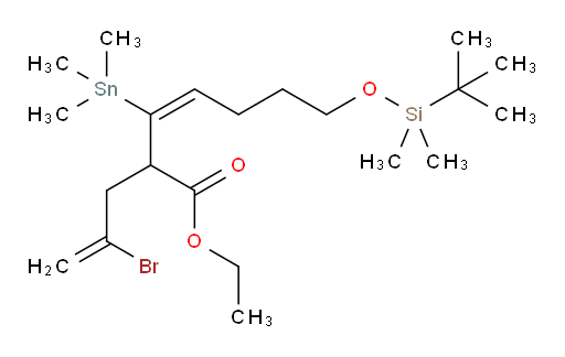 (E)-ethyl 2-(2-bromoallyl)-7-((tert-butyldimethylsilyl)oxy)-3-(trimethylstannyl)hept-3-enoate