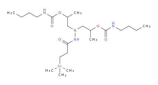 (2-(3-(trimethylstannyl)propanoyl)hydrazine-1,1-diyl)bis(propane-2,1-diyl) bis(butylcarbamate)