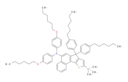 N,N-bis(4-(hexyloxy)phenyl)-7,7-bis(4-hexylphenyl)-9-(trimethylstannyl)-7H-benzo[6,7]indeno[1,2-b]thiophen-5-amine