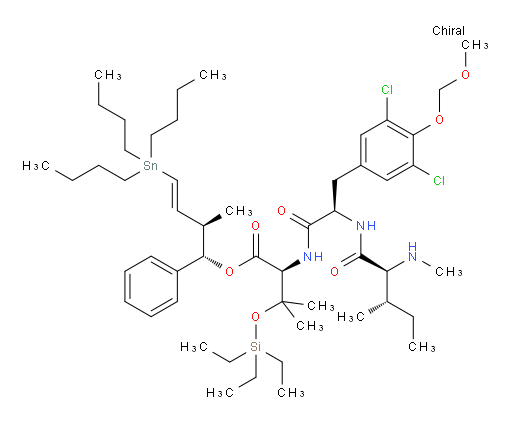 (S)-(1S,2R,E)-2-methyl-1-phenyl-4-(tributylstannyl)but-3-en-1-yl 2-((R)-3-(3,5-dichloro-4-(methoxymethoxy)phenyl)-2-((2S,3S)-3-methyl-2-(methylamino)pentanamido)propanamido)-3-methyl-3-((triethylsilyl)oxy)butanoate