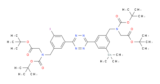 叔丁基 2-((3-(6-(3-(((2-(叔-丁氧基)-2-氧代乙基)BOC-氨基)甲基)-5-(三甲基锡基)苯基)-1,2,4,5-四嗪-3-基)-5-碘苄基)BOC-氨基)乙酸酯