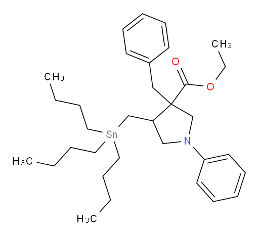 ethyl 3-benzyl-1-phenyl-4-((tributylstannyl)methyl)pyrrolidine-3-carboxylate