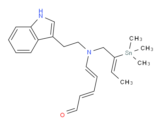 (2E,4E)-5-((2-(1H-indol-3-yl)ethyl)((Z)-2-(trimethylstannyl)but-2-en-1-yl)amino)penta-2,4-dienal