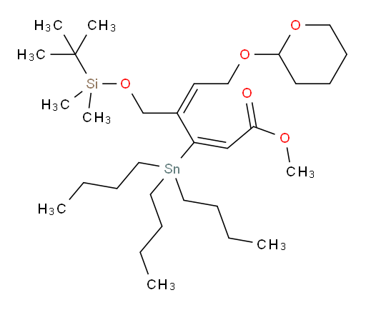 (2E,4Z)-methyl 4-(((tert-butyldimethylsilyl)oxy)methyl)-6-((tetrahydro-2H-pyran-2-yl)oxy)-3-(tributylstannyl)hexa-2,4-dienoate