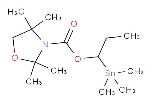 1-(trimethylstannyl)propyl 2,2,4,4-tetramethyloxazolidine-3-carboxylate