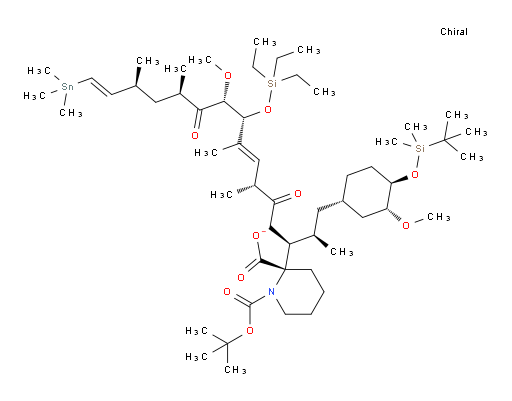 (S)-1-BOC--2-((2R,3S,6R,7E,9R,10R,12R,14S,15E)-1-((1S,3R,4R)-4-((叔丁基二甲基sil氧基))-3-甲氧基环己基)-10-甲氧基-2,6,8,12,14-五甲基-5,11-二氧代-9-((三乙基硅基)氧基)-16-(三甲基锡基)十六-7,15-二烯-3-基)哌啶-2-甲酸酯