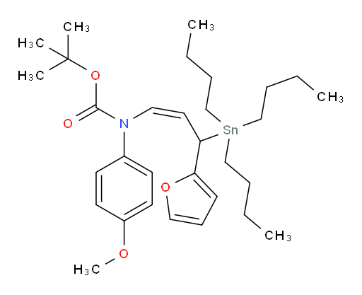 (Z)-tert-butyl (3-(furan-2-yl)-3-(tributylstannyl)prop-1-en-1-yl)(4-methoxyphenyl)carbamate