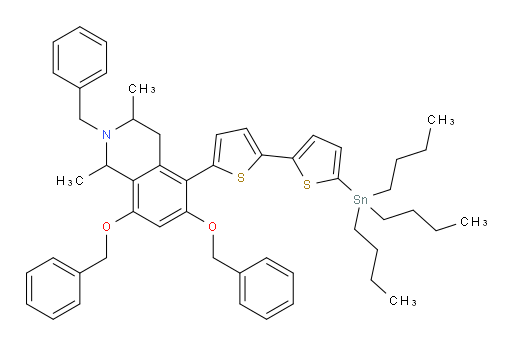 2-benzyl-6,8-bis(benzyloxy)-1,3-dimethyl-5-(5'-(tributylstannyl)-[2,2'-bithiophen]-5-yl)-1,2,3,4-tetrahydroisoquinoline