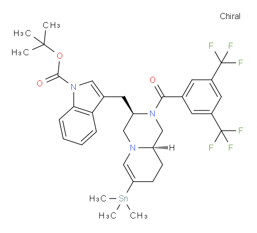 叔丁基 3-(((3R,9aR)-2-(3,5-双(三氟甲基)苯甲酰基)-7-(三甲基锡基)-2,3,4,8,9,9a-六氢-1H-吡啶并[1,2-a]吡嗪-3-基)甲基)-1H-吲哚-1-甲酸酯