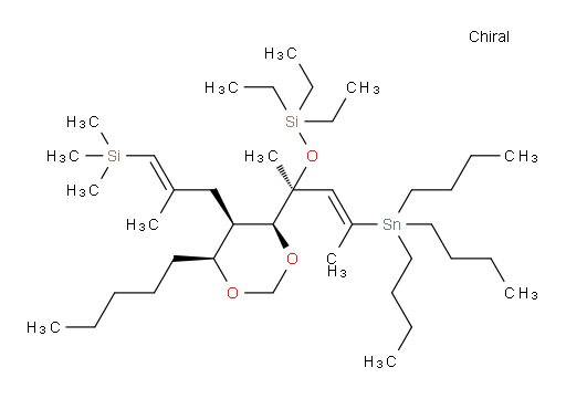 triethyl(((S,E)-2-((4S,5R,6S)-5-((E)-2-methyl-3-(trimethylsilyl)allyl)-6-pentyl-1,3-dioxan-4-yl)-4-(tributylstannyl)pent-3-en-2-yl)oxy)silane