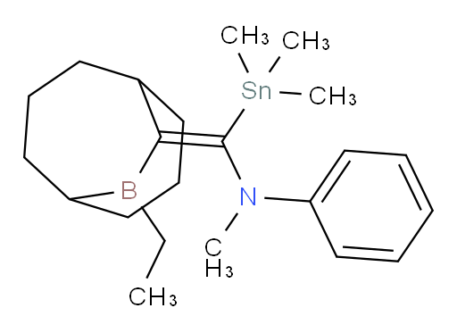 (Z)-N-((9-ethyl-9-borabicyclo[3.3.2]decan-10-ylidene)(trimethylstannyl)methyl)-N-methylaniline