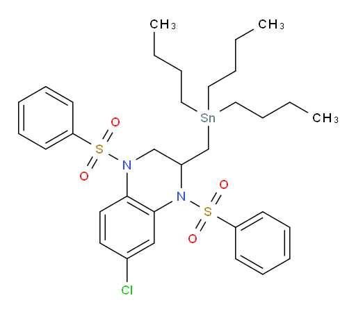 7-chloro-1,4-bis(phenylsulfonyl)-2-((tributylstannyl)methyl)-1,2,3,4-tetrahydroquinoxaline