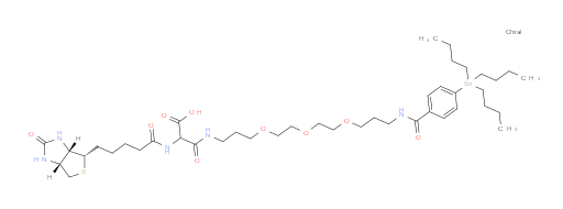 1,17-dioxo-18-(5-((3aS,4S,6aR)-2-oxohexahydro-1H-thieno[3,4-d]imidazol-4-yl)pentanamido)-1-(4-(tributylstannyl)phenyl)-6,9,12-trioxa-2,16-diazanonadecan-19-oic acid