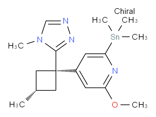 2-methoxy-4-((1r,3r)-3-methyl-1-(4-methyl-4H-1,2,4-triazol-3-yl)cyclobutyl)-6-(trimethylstannyl)pyridine