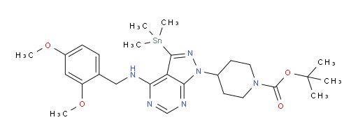 tert-butyl 4-(4-((2,4-dimethoxybenzyl)amino)-3-(trimethylstannyl)-1H-pyrazolo[3,4-d]pyrimidin-1-yl)piperidine-1-carboxylate