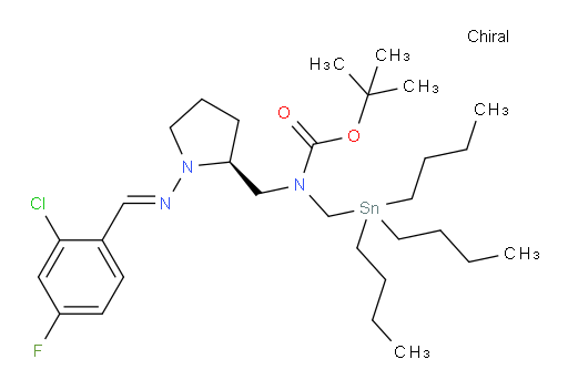 (S,E)-tert-butyl ((1-((2-chloro-4-fluorobenzylidene)amino)pyrrolidin-2-yl)methyl)((tributylstannyl)methyl)carbamate