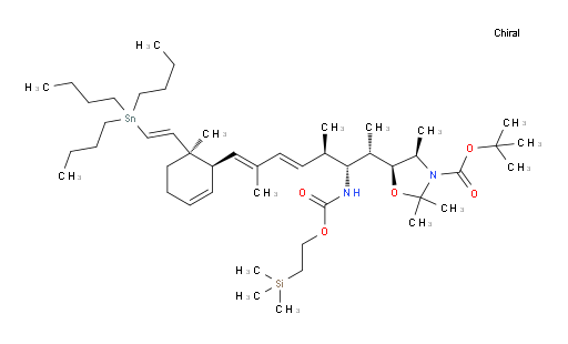 (4R,5S)-tert-butyl 5-((2S,3R,4R,5E,7E)-4,7-dimethyl-8-((1R,6R)-6-methyl-6-((E)-2-(tributylstannyl)vinyl)cyclohex-2-en-1-yl)-3-(((2-(trimethylsilyl)ethoxy)carbonyl)amino)octa-5,7-dien-2-yl)-2,2,4-trimethyloxazolidine-3-carboxylate