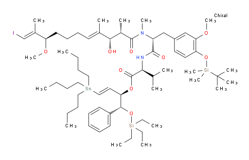 (S)-(1R,2R,E)-1-phenyl-4-(tributylstannyl)-1-((triethylsilyl)oxy)but-3-en-2-yl 2-((R)-3-(4-((tert-butyldimethylsilyl)oxy)-3-methoxyphenyl)-2-((2S,3S,4E,9R,10E)-3-hydroxy-11-iodo-9-methoxy-N,2,4,10-tetramethylundeca-4,10-dienamido)propanamido)-3-methylbutanoate