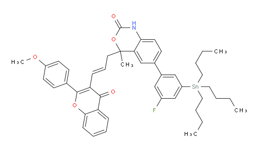 (E)-6-(3-fluoro-5-(tributylstannyl)phenyl)-4-(3-(2-(4-methoxyphenyl)-4-oxo-4H-chromen-3-yl)allyl)-4-methyl-1H-benzo[d][1,3]oxazin-2(4H)-one